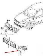 VAG VW POLO GTI 15-17 priekinio bamperio apatinės grotelės dešinės pusės apdaila gruntuota 6C0854322GRU originali
