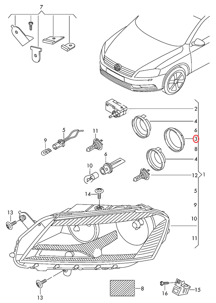 VAG VW Rapid priekinių žibintų dulkių dangtelis originalus 3AA941607