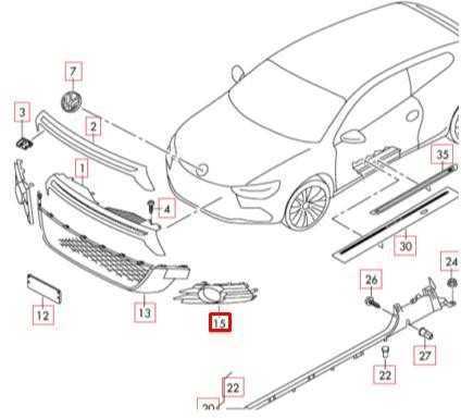 VAG VW SCIROCCO 08-14 NAUJAS ORIGINALUS PRIEKINIS BAMPERIS K/S KAIRĖS APATINĖS RŪKO GROTELĖS 1K8853665C