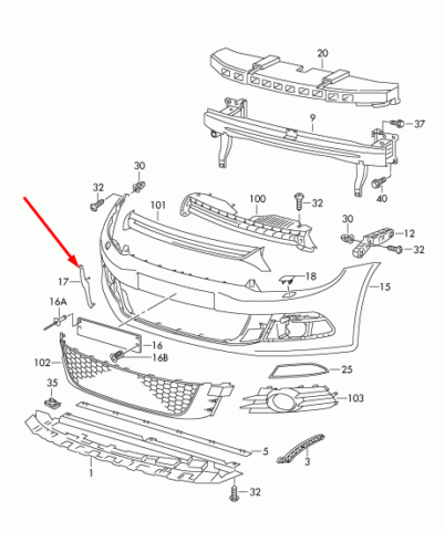 VAG VW SCIROCCO R 08-14 priekinio bamperio vilkimo kablio dangtelis originalus 1K8807241BGRU