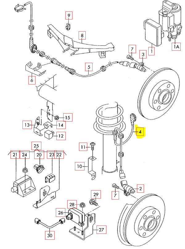 VAG VW Seat Skoda Audi Audi laidų jungtis greičio jutikliui kairėje priekyje Originali 1J0927903R
