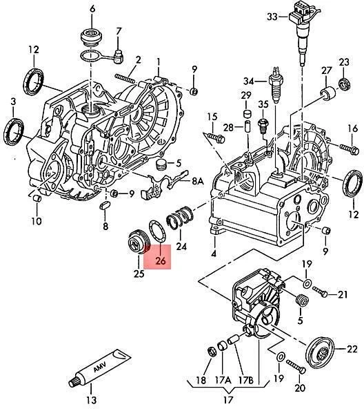 VAG VW SEAT SKODA AUDI Beetle Cabrio Cabriolet O žiedas 45 7X1 5 originalus N90354301