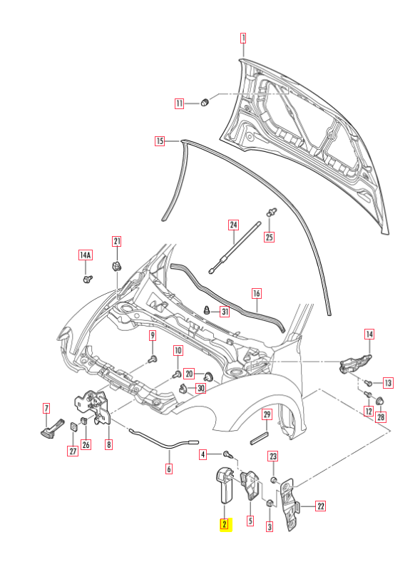 VAG VW SEAT SKODA RHD rankena variklio dangčio užrakto troseliui originalus 1J282353333CC81