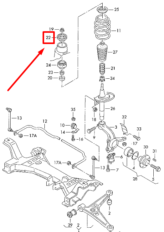 VAG Apribojimų Sustabdymo Puodelis Volkswagen Sharan Seat Alhambra Originalus 7M0412319A