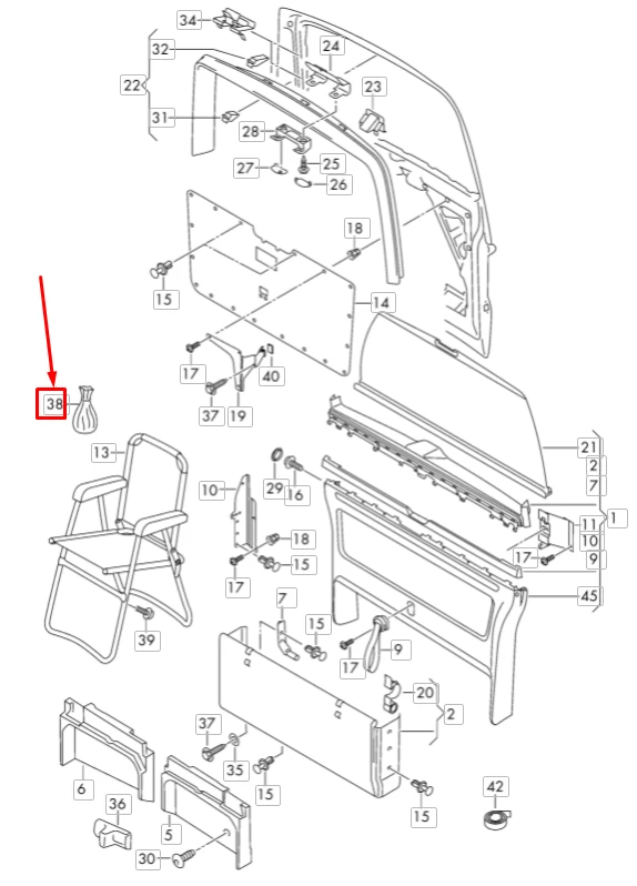 VAG "VW" sulankstomų kėdžių remonto rinkinys Camping Chair Genuine 7H7098091A