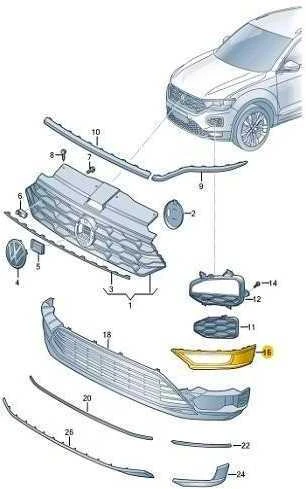 VAG VW T ROC priekinis bamperis kairė N/S rūko žibintų apdaila 2GA853665A9B9 originalus