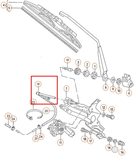 VAG VW T4 purkštuko galinio lango jungiamojo vamzdelio remonto rinkinys originalus 701955985A