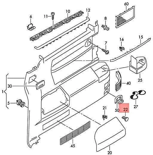 VAG VW T5 T6 bagažinės dangčio klipsas galinis kairysis originalus 7H5867549