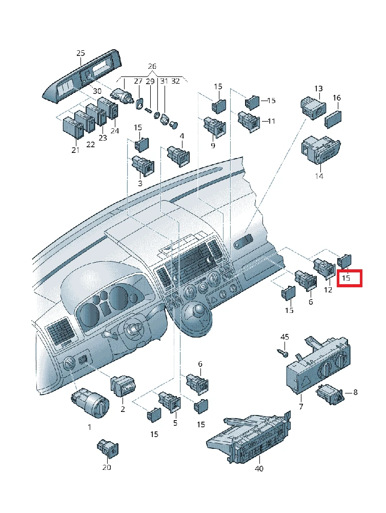 VAG VW T5 žaliuzių dangtelis Satin Juodas originalus 7H09596239B9