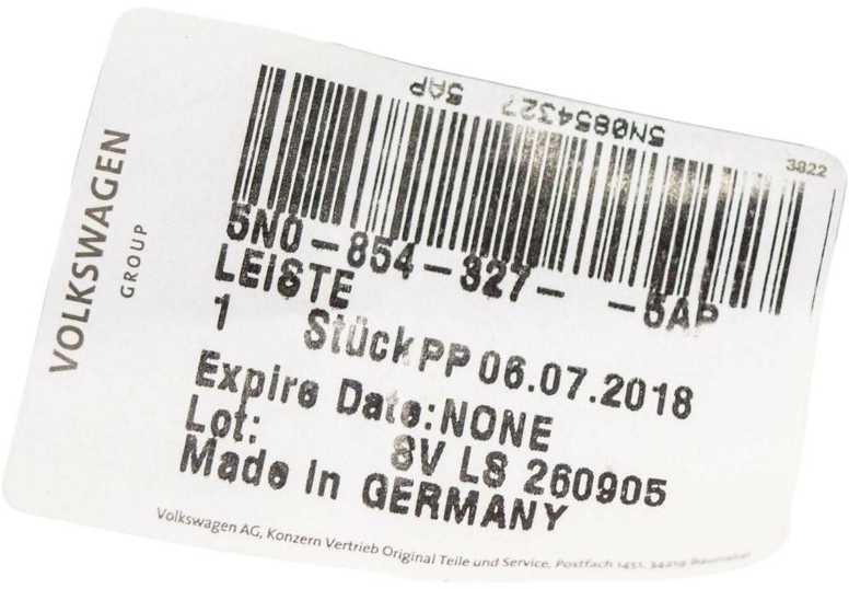 VAG VW Tiguan 5N1 5N2 juoda vandens deflektoriaus juosta kairė originali 5N08543275AP
