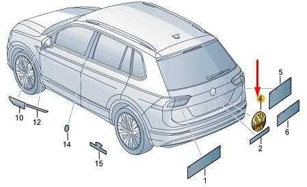 VAG VW TIGUAN AD MK2 galinė emblema su ženkliuku originali 5NA853630CDPJ