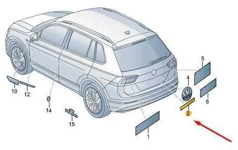 VAG VW TIGUAN emblema su užrašu Chrome Galinis originalus5NA853687H2ZZ