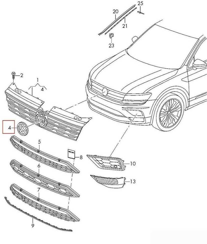 VAG VW TIGUAN priekinio bamperio radiatoriaus grotelės ženkliukas originalus 2K5853600