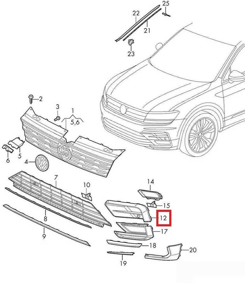 VAG VW TIGUAN R-Line priekinio bamperio rūko žibintų apvado grotelės kairės pusės N/S originalios 5NA853665D041