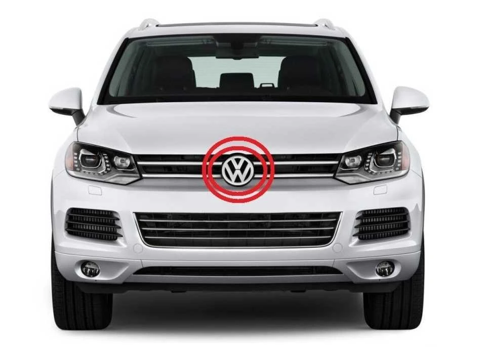 VAG VW TOUAREG 11-14 priekinis chromuotas variklio dangčio emblema originalus 7P6853601AULM