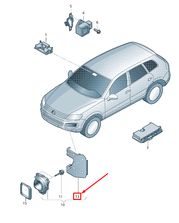 VAG VW TOUAREG 7P Kairės kruizo kontrolės atstumo jutiklio laikiklis 7P6907461 NAUJAS ORIGINALUS