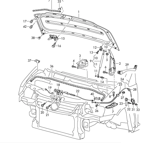 VAG VW TOURAN 07-10 Priekinis RHD variklio dangčio atleidimo užrakto trosas originalus 1T2823531D