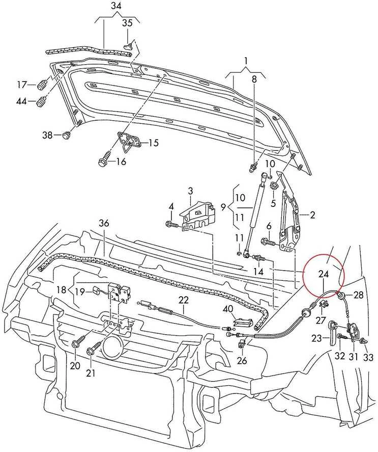 VAG VW TOURAN 11-16 Galinis variklio dangčio atleidimo trosas originalus 1T0823535F