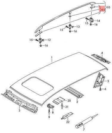 VAG VW TOURAN 1T1 1T2 1T3 stogo bagažinės tarpiklių rinkinys Originalus 1T0860151