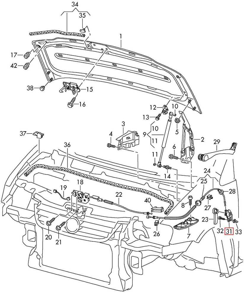 VAG VW TOURAN CADDY 3 4 variklio dangčio atleidimo svirtis originali 1T1823633B