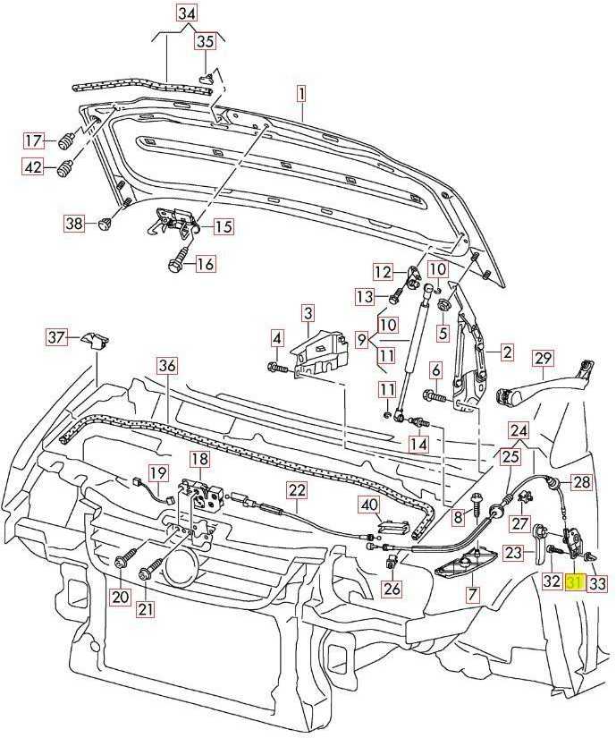 VAG VW TOURAN Mk1 variklio dangčio atlaisvinimo rankenos laikiklis originalus 1T2823633B