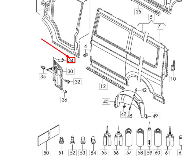 VAG VW TRANSPORTER T5 Degalų įpylimo sklendės dangtelio lapinė spyruoklė originali 7H0809932