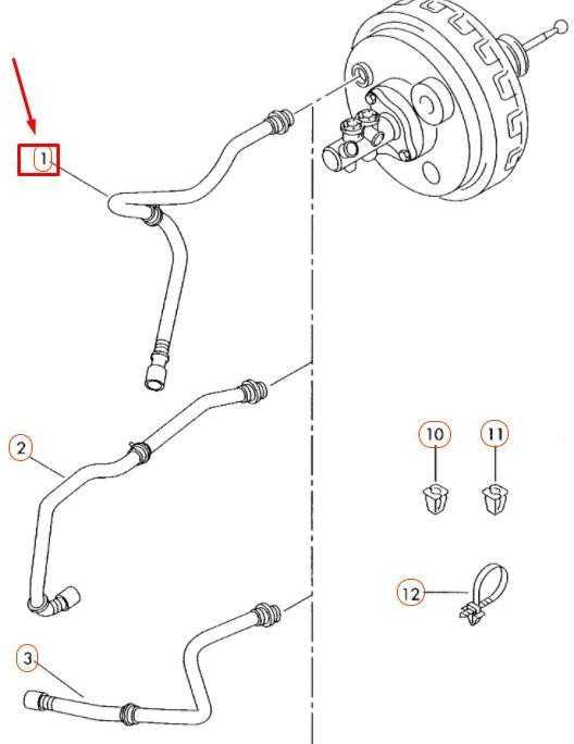 VAG VW TRANSPORTER T5 Stabdžių servo vakuumo vamzdis LHD 7H1611931M NAUJAS ORIGINALUS