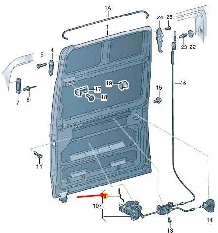 VAG VW TRANSPORTER T5 stumdomųjų durų užrakto spaustukas originalus 7H0843663