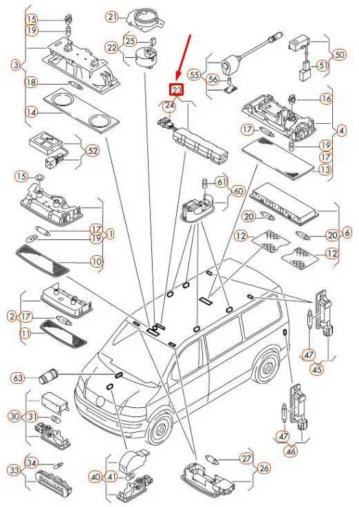 VAG VW TRANSPORTER T5 vidinių žibintų jungiklis originalus 7H595959672B2EN