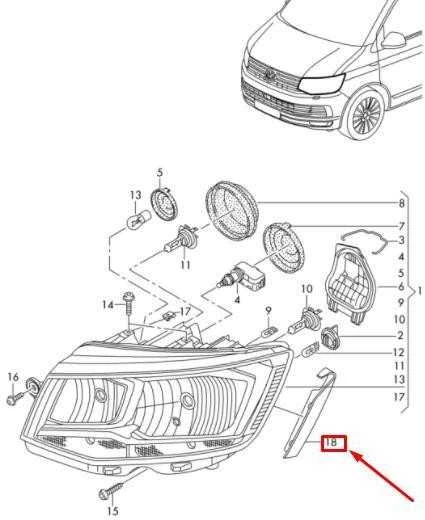 VAG VW TRANSPORTER T6 dešiniojo priekinio žibinto kreipiamoji dalis originali 7E0941232D