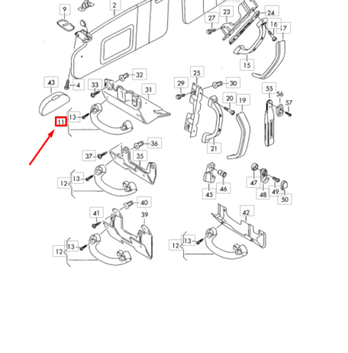 VAG VW TRANSPORTER T6 priekinė sulankstoma stogo rankena 7LA857607Y20 originali