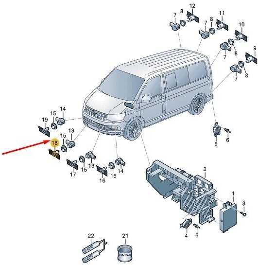 VAG VW TRANSPORTER T6 Priekinis Dešinysis Vidinis Parkavimo Jutiklio Laikiklis 7E5919494E NAUJAS ORIGINALUS