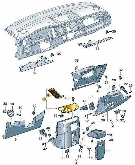 VAG VW TRANSPORTER T6 prietaisų skydelio centrinis skydelis su daiktadėže originalus 7E6858189Q041