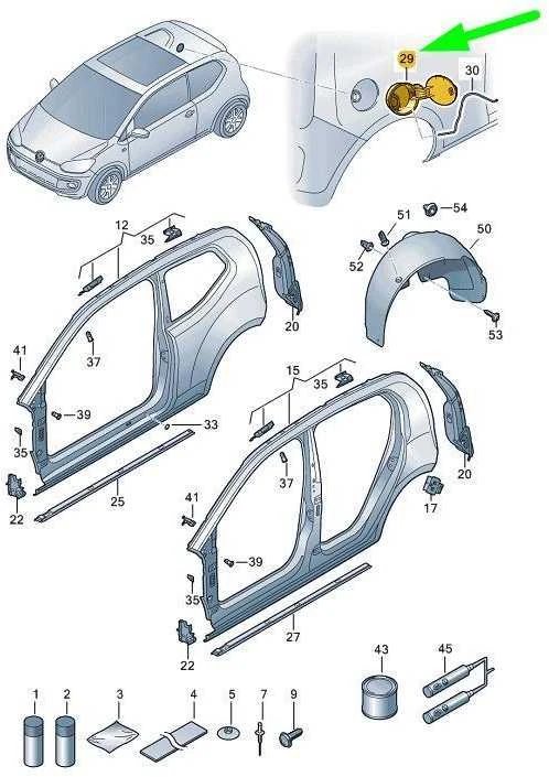 VAG VW UP SKODA CITIGO SEAT Mii Degalų įpylimo sklendė užpildyta originali 1S0809857KGRU