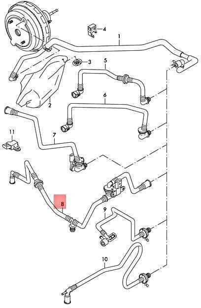 VAG VW vakuuminė žarna su atbuliniu vožtuvu ir slėgio jutikliu originali 7N0612041D