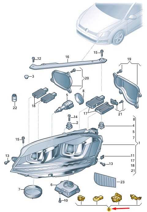 Vag Žibinto Korpuso Remonto Rinkinys Volkswagen Golf 2013 2017 Originalus 5GE998226
