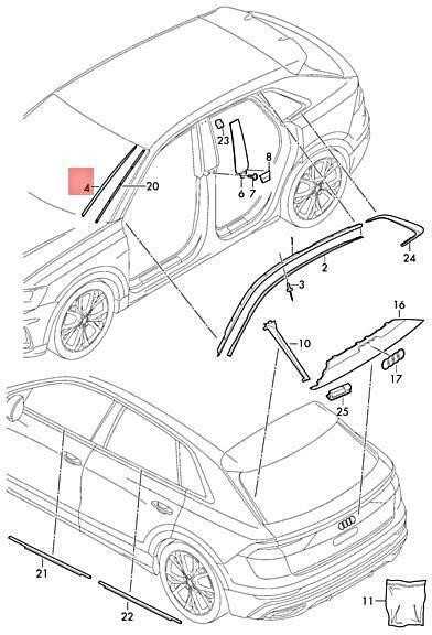 Vandens Deflektoriaus Juosta Vag Satino Juoda Audi Q8 Rsq8 4M 2019 Originalus 4M88543279B9