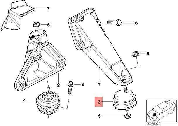 Variklio Atramos BMW E36 E46 E90 E92 E93 Z3 Z4 Originalus 11812283798