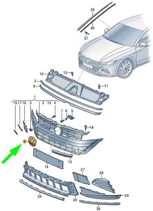 Volkswagen Arteon 3H 2017 VAG Emblemas Juodas Šviesus Chromas Originalus 5H0853601KDPJ