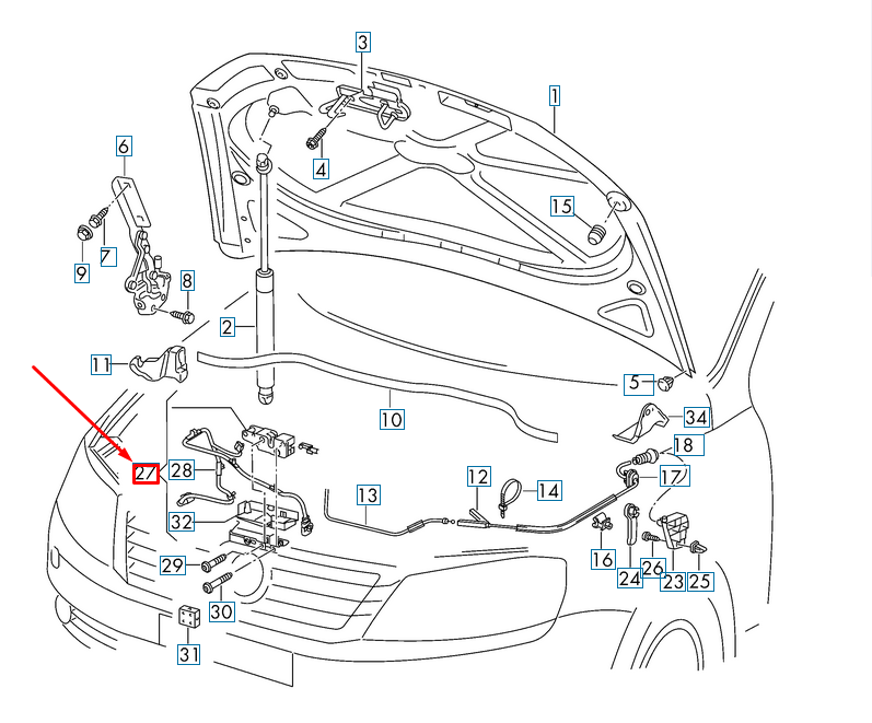 Volkswagen Passat 3C 4Motion Dangčio Užraktas Su Mikro Jungikliu VAG Originalus 3AC823509D