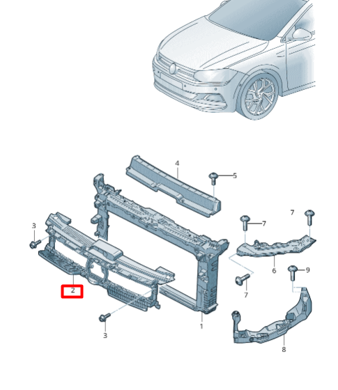 Volkswagen Polo Hatchback Upper Guide Section Vag Originalus 2GS805705E