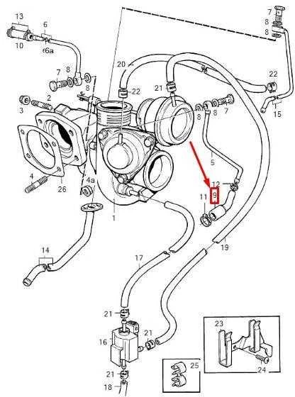 Volvo 850 S70 V70R Turbo vandens žarna aušinimo vamzdis į turbokompresoriaus įleidimo liniją