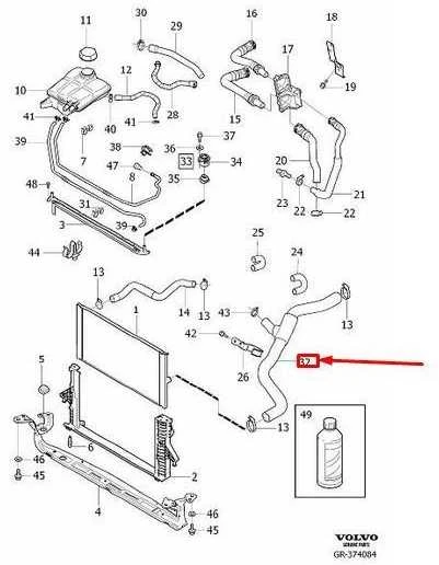 Volvo C30 C70 S40 V50 Radiator Coolant Hose Originalus 30723083
