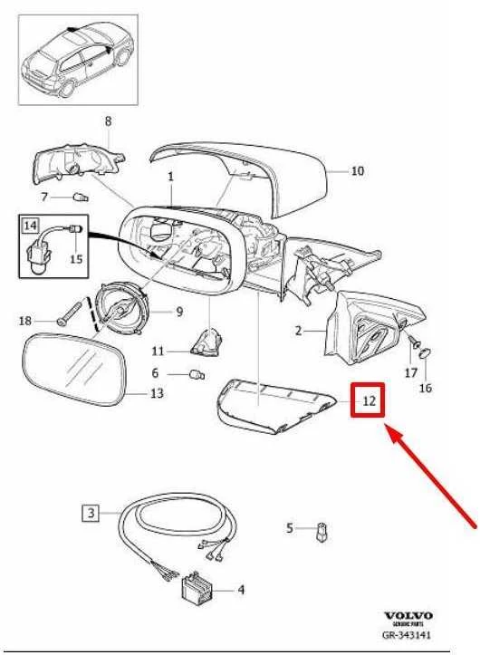 VOLVO C30 Kairės Priekinės Apatinės Veidrodžio Korpuso Dangtelis 30716969 NAUJAS ORIGINALUS