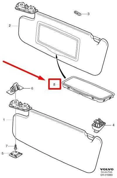 VOLVO C30 priekinis saulės skydelio veidrodėlis Originalus 39868295