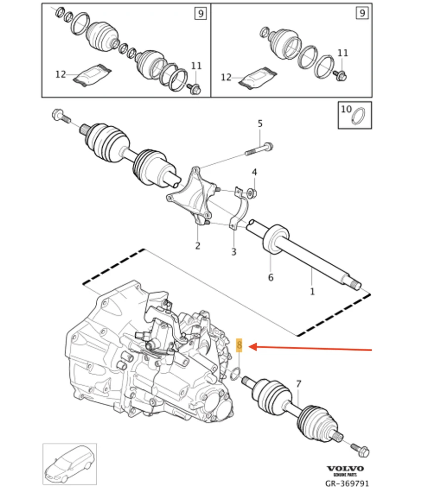 VOLVO C30 varomojo veleno išplečiamoji detalė Originalus 31256948