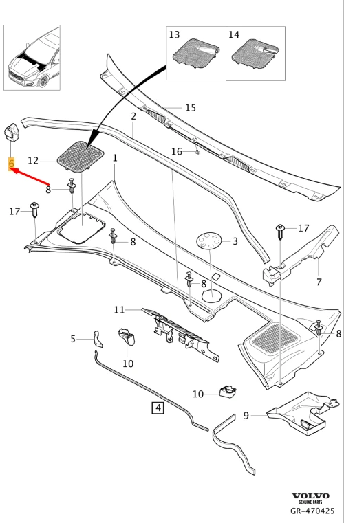 VOLVO Priekinis Vėjo Šaltiltas Dešinės Atramos Tikslumas VOLVO S60 V60 2011 2018 Originalus 31218735