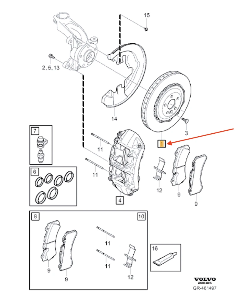 VOLVO S60 II priekinis kairės pusės stabdžių diskas Originalus 31454286