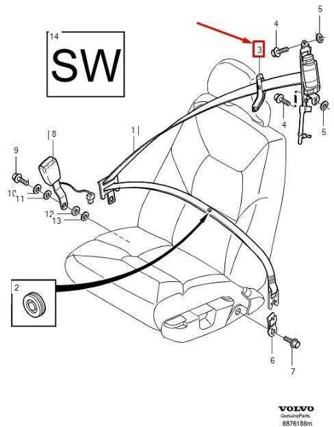 VOLVO S60 MK1 Priekinis Dešinysis Sėdynės Diržo Pasirinkimo Vartai 39966533 NAUJA ORIGINALI