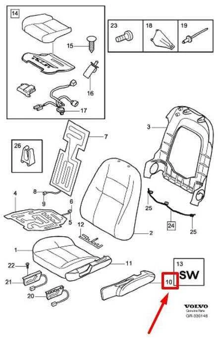VOLVO S60 MK1 Priekinis Kairysis Apatinis Sėdynės Panele 39996511 NAUJAS ORIGINALUS